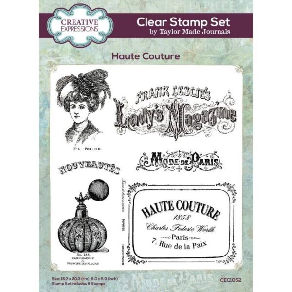 Creative Expressions Taylor Made Journals Haute Couture 6 in x 8 in Clear Stamp Set