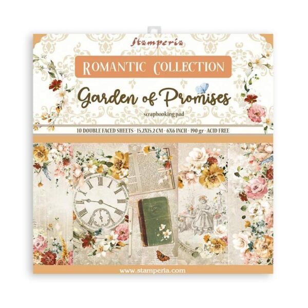 Stamperia Scrapbooking Pad 15.24 x 15.24 cm (6×6) Garden Of Promises