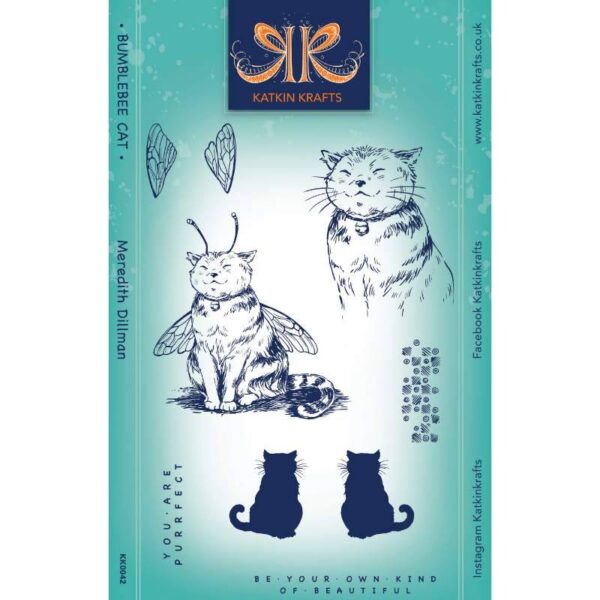 Katkin Krafts Bumblebee Cat 6 in x 8 in Clear Stamp Set