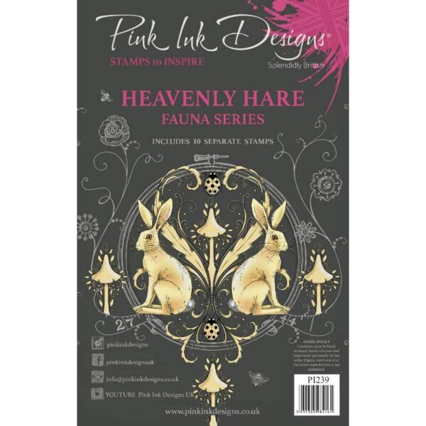 Pink Ink Designs Heavenly Hare 6 in x 8 in Clear Stamp Set