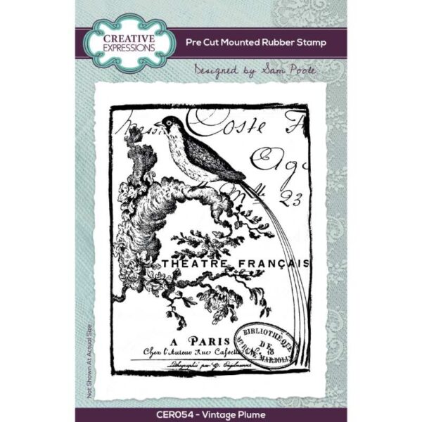 Creative Expressions Sam Poole Vintage Plume 4 in x 6 in Pre-Cut Rubber Stamp