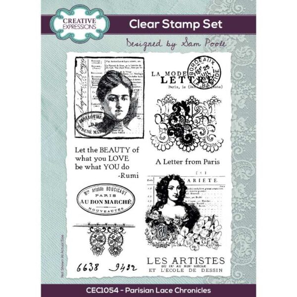 Creative Expressions Sam Poole Parisian Lace 6 in x 8 in Clear Stamp Set