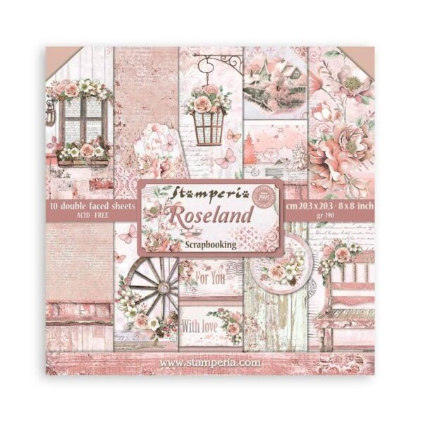 Stamperia Mini Scrapbooking Pad 10 20.3 x 20.3 cm (8×8) Roseland