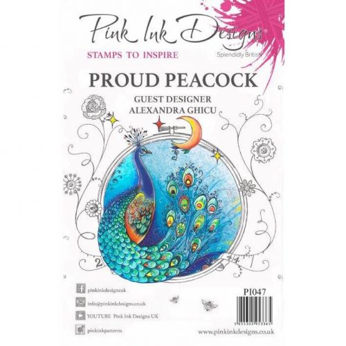 Pink Ink Designs Clear Stamp Proud Peacock 6 in x 8 in