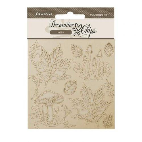 Stamperia 14×14 cm Decorative Chips Woodland Mushrooms And Leaves