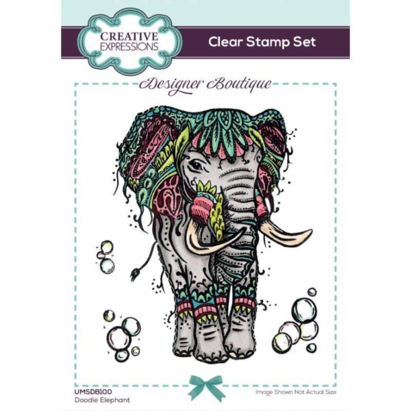 Creative Expressions Designer Boutique Collection Doodle Elephant 4 in x 6 in Clear Stamp Set