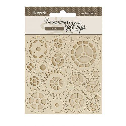 Stamperia 14×14 cm Decorative Chips Voyages Fantastiques Gears