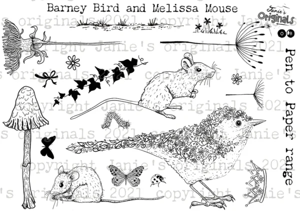 Barney Bird and Melissa Mouse A5 stamp set