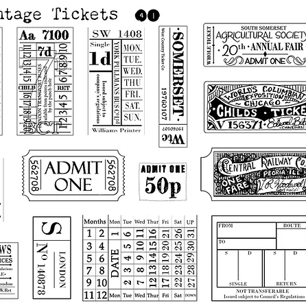 A5 Stamp Set- Vintage Tickets